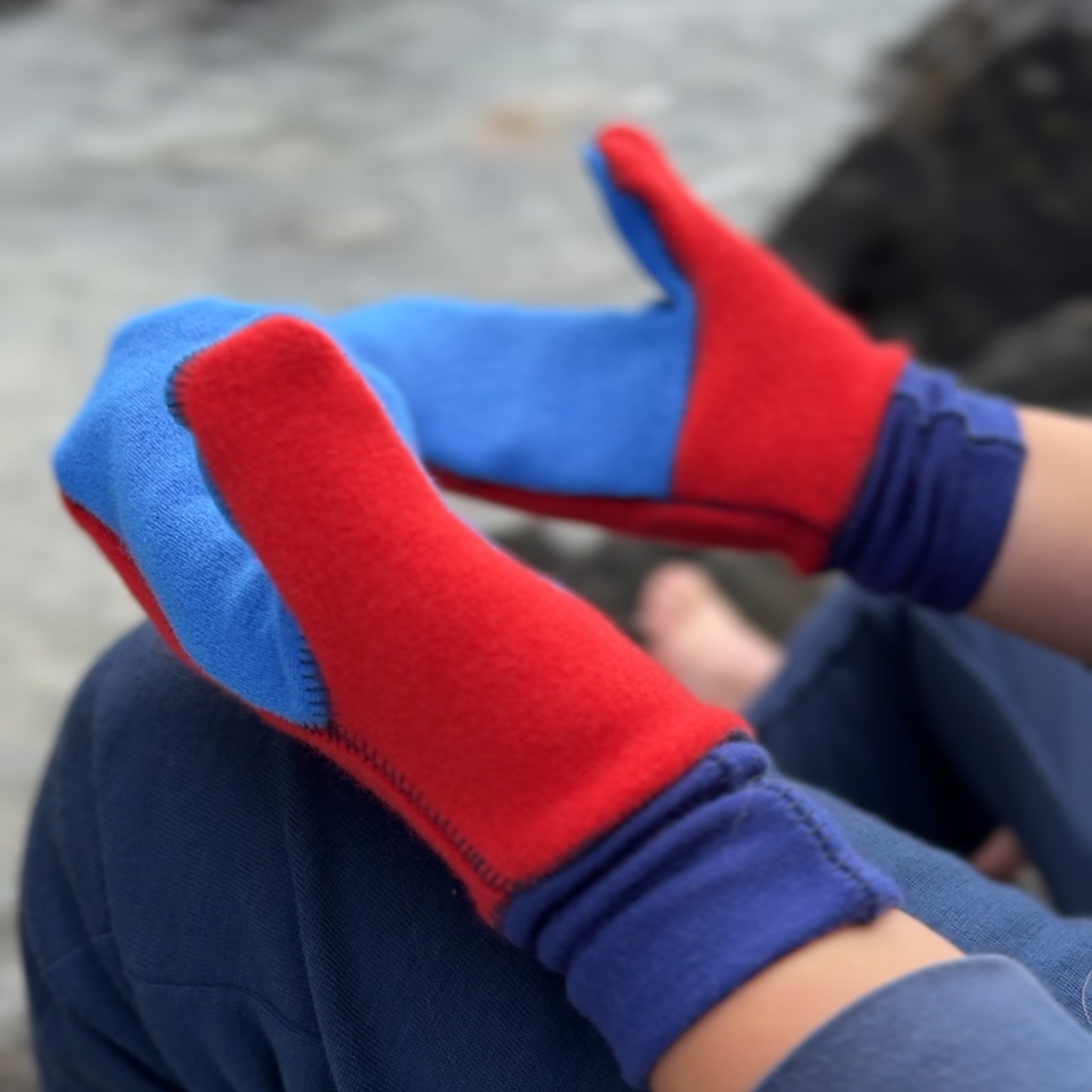 Adult Felted Organic Merino Wool Mitts with Thumbs