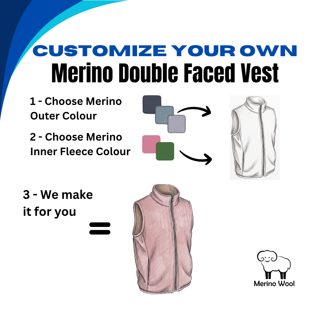 Adult Custom Double-Faced Merino Wool Zip Vest