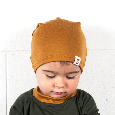 Kids & Adult Merino Wool Slouchies - Handmade in Canada - in Earthy Mustard