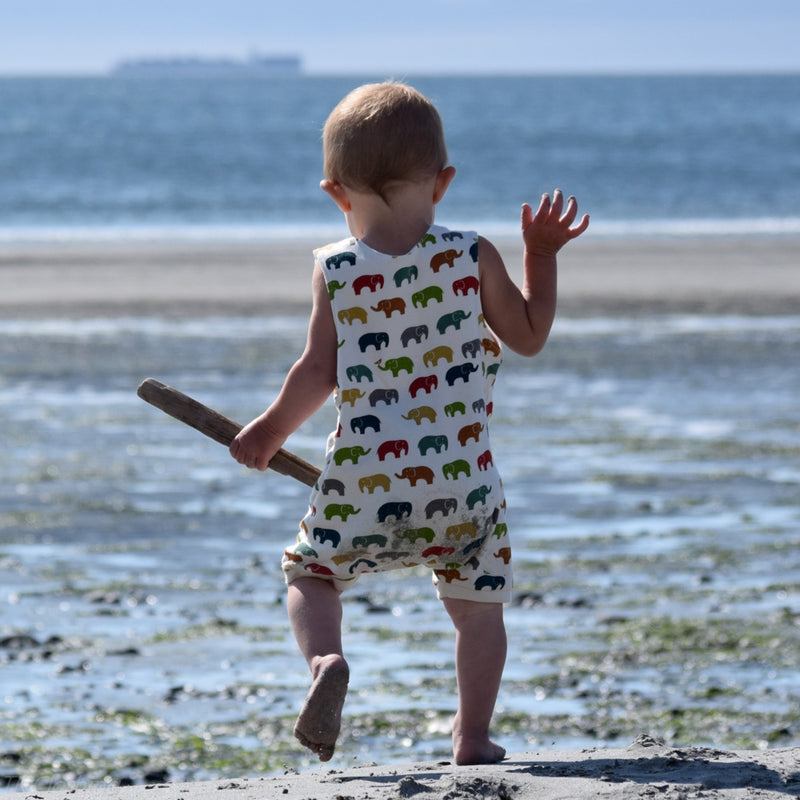 Baby & Toddler Organic Cotton Rompers - Handmade in Canada - Elephants