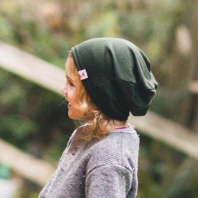 Kids & Adult Merino Wool Slouchies - Handmade in Canada - in Dark Olive