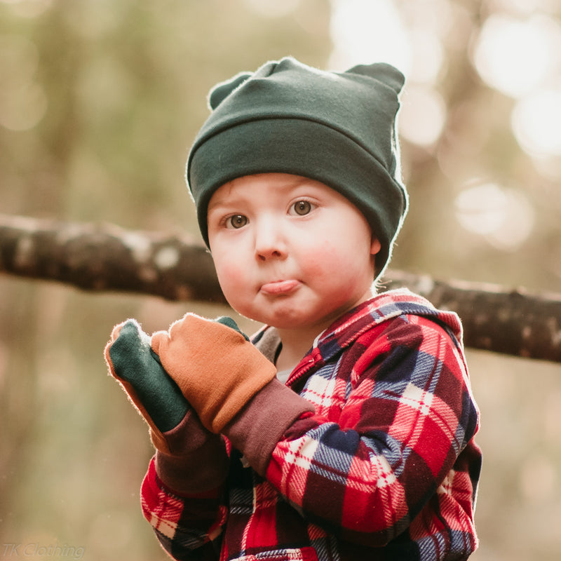 Felted Organic Merino Winter Bear Hat - in green